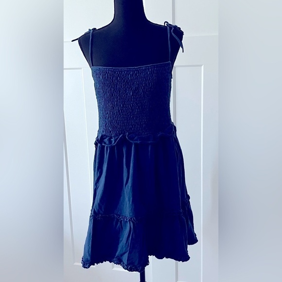 Sundress by Liza Byrd. Size Small. Navy with smocked bodice. EUC - Picture 1 of 6